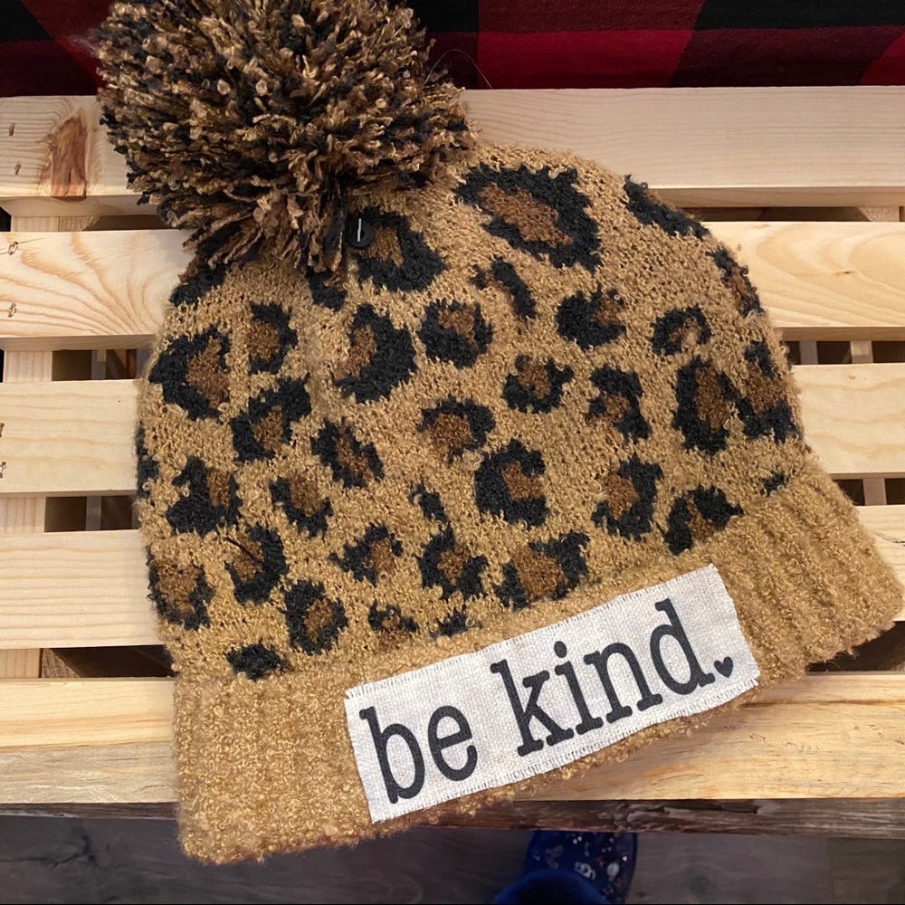 Winter leopard print beanie